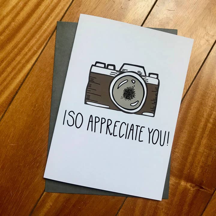 Handmade Camera Photography Thank You Card I So Appreciate You by StoneDonut Design for wholesale by Stone Donut Design, LLC