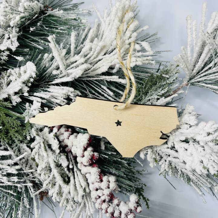 North Carolina Star Location Ornament for wholesale by Betsy Jane Studio