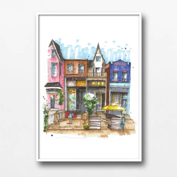 Kensington Market Toronto pour la vente par Downtown Sketcher
