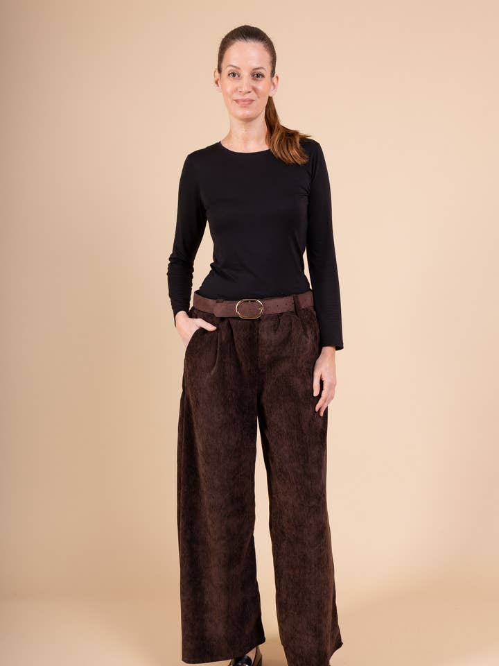 Pépouz' Paris - Wholesale Pants - Women's - Loose velvet trousers with belt PPN25680