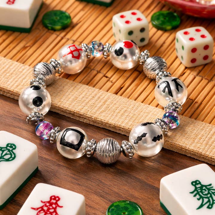 Mahjong Beaded Bracelet Earring Set For Women, Casino Gifts for wholesale by Fiona Accessories