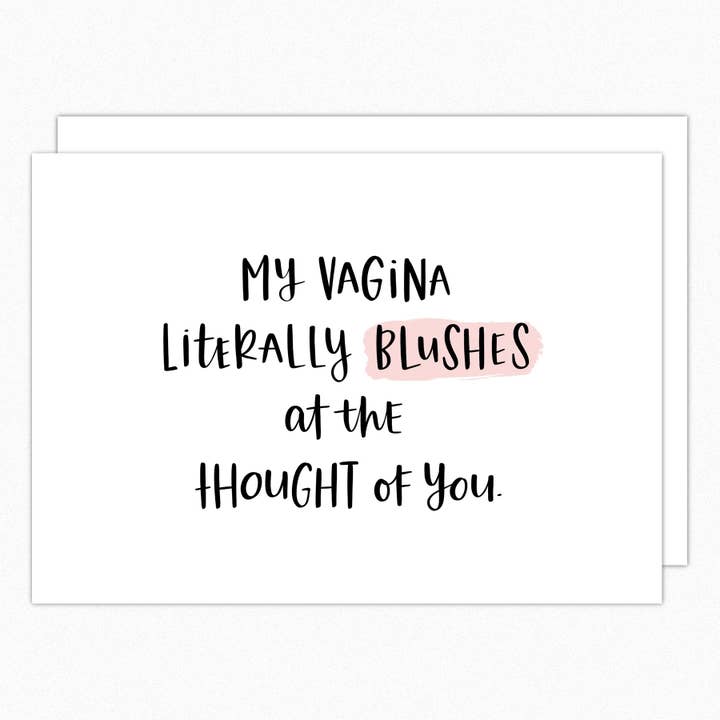 Blushes Naughty Funny Valentine's Day Card for wholesale by In A Nutshell Studio