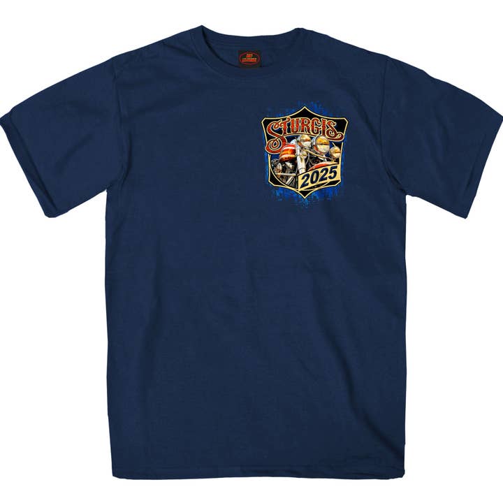 2025 Sturgis Motorcycle Rally Rushmore Navy Men's T-Shirt for wholesale on Faire