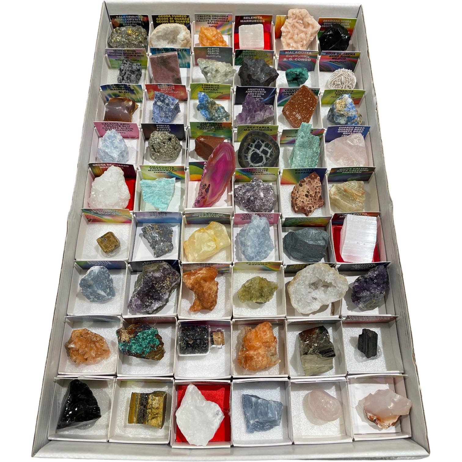 Foliesbijoux – Großhandel Spiritueller Stein/Kristall – Box mit 54 Mineralien2