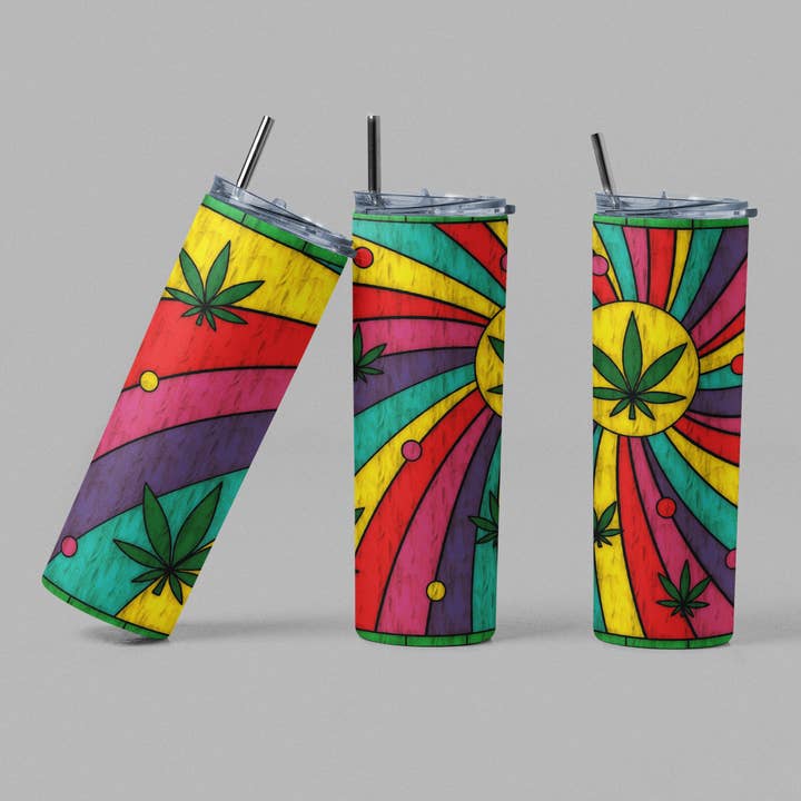 Rainbow Cannabis Theme 420 Higher Times Weed Tumbler for wholesale by The Geek Boutique