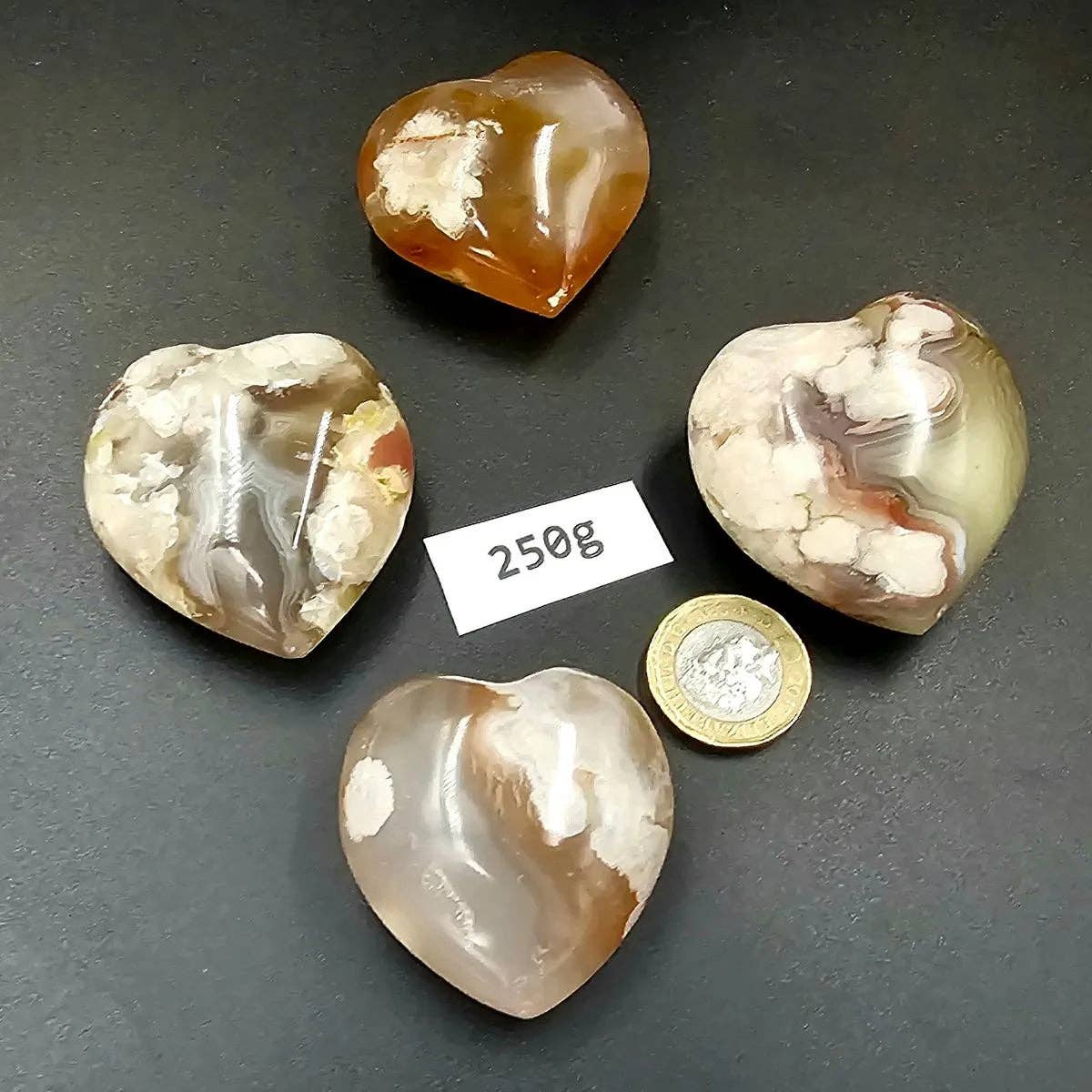 Distinction Crystals - Wholesale Spiritual Stone/Crystal - Flower Agate Crystal Hearts Batch 250g3