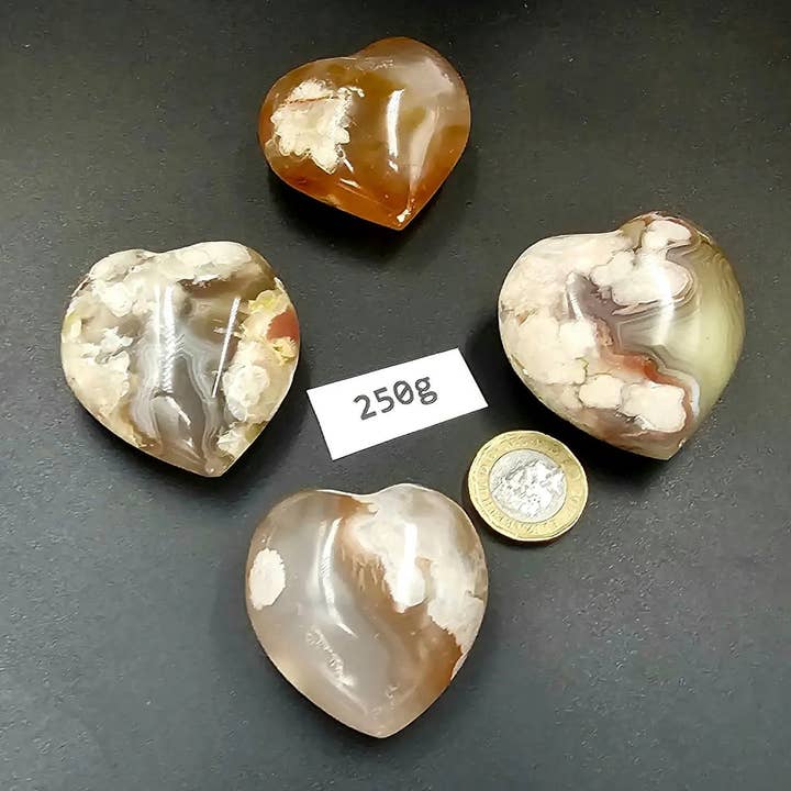 Distinction Crystals - Wholesale Spiritual Stone/Crystal - Flower Agate Crystal Hearts Batch 250g3