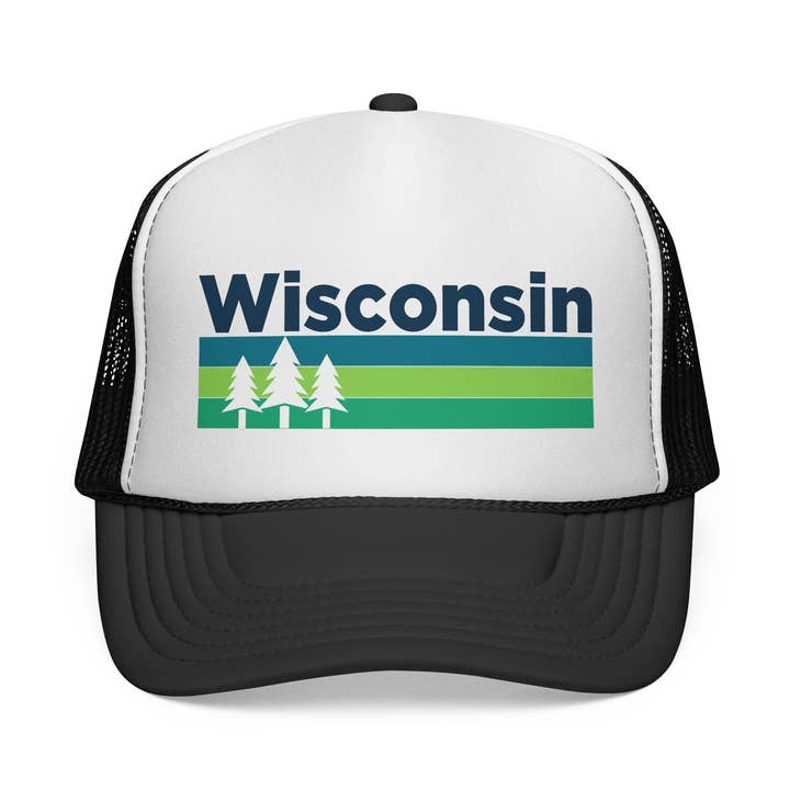 Wisconsin Retro Trees Trucker Hat for wholesale by Hey Mountains