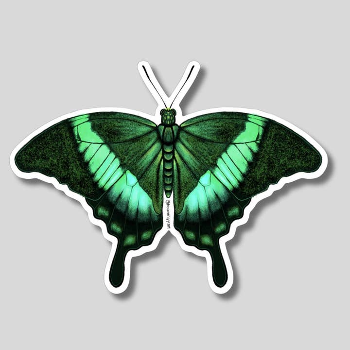 Emerald Swallowtail Butterfly Sticker for wholesale by Heavenlyy Art