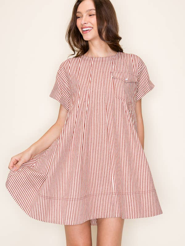 Star Drop - Wholesale Dress - Women's - STRIPE SWING SHORT DRESS- SDD63752