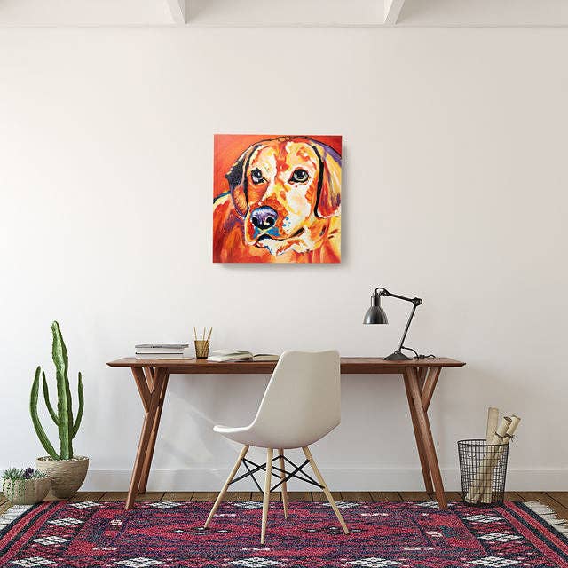 Fun Animal Art – wholesale Målning/Teckning – Vacker Vibrant Labrador | Handmålad olja på duk | 60x60cm. Inramad3