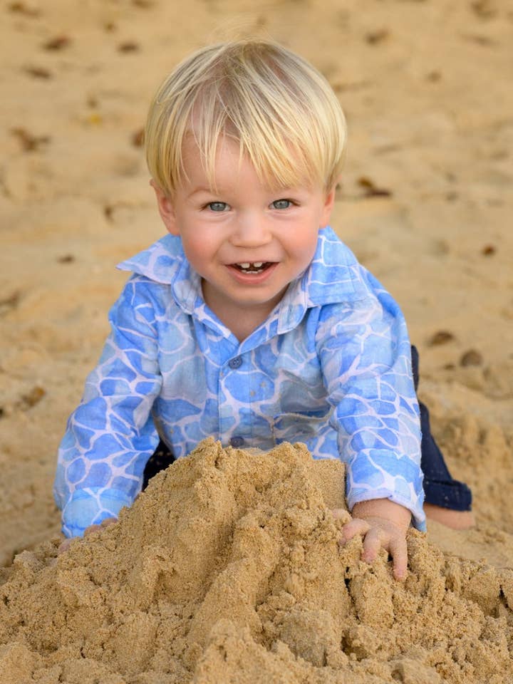 Boy's Blue Pebbles Linen Shirt for wholesale by Sophia Alexia