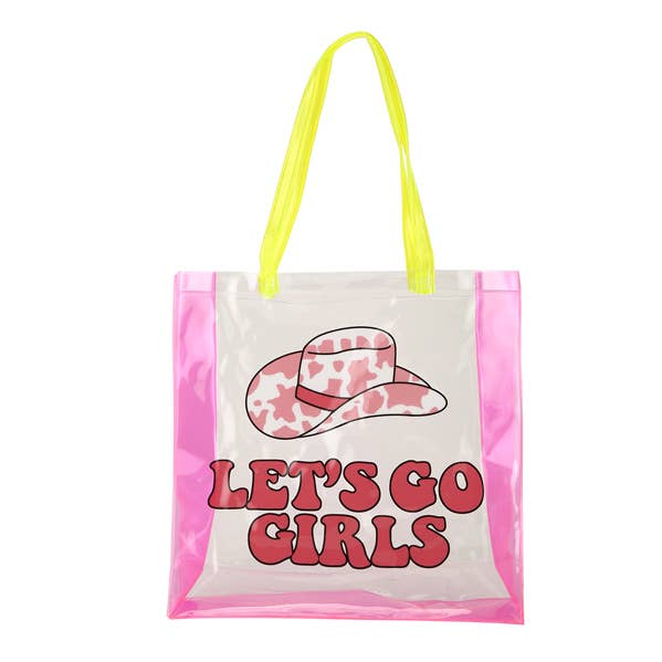 Ladies Clear See Thru LETS GO GIRLS Themed Cross Body Bag for wholesale by Nima Accessories Inc