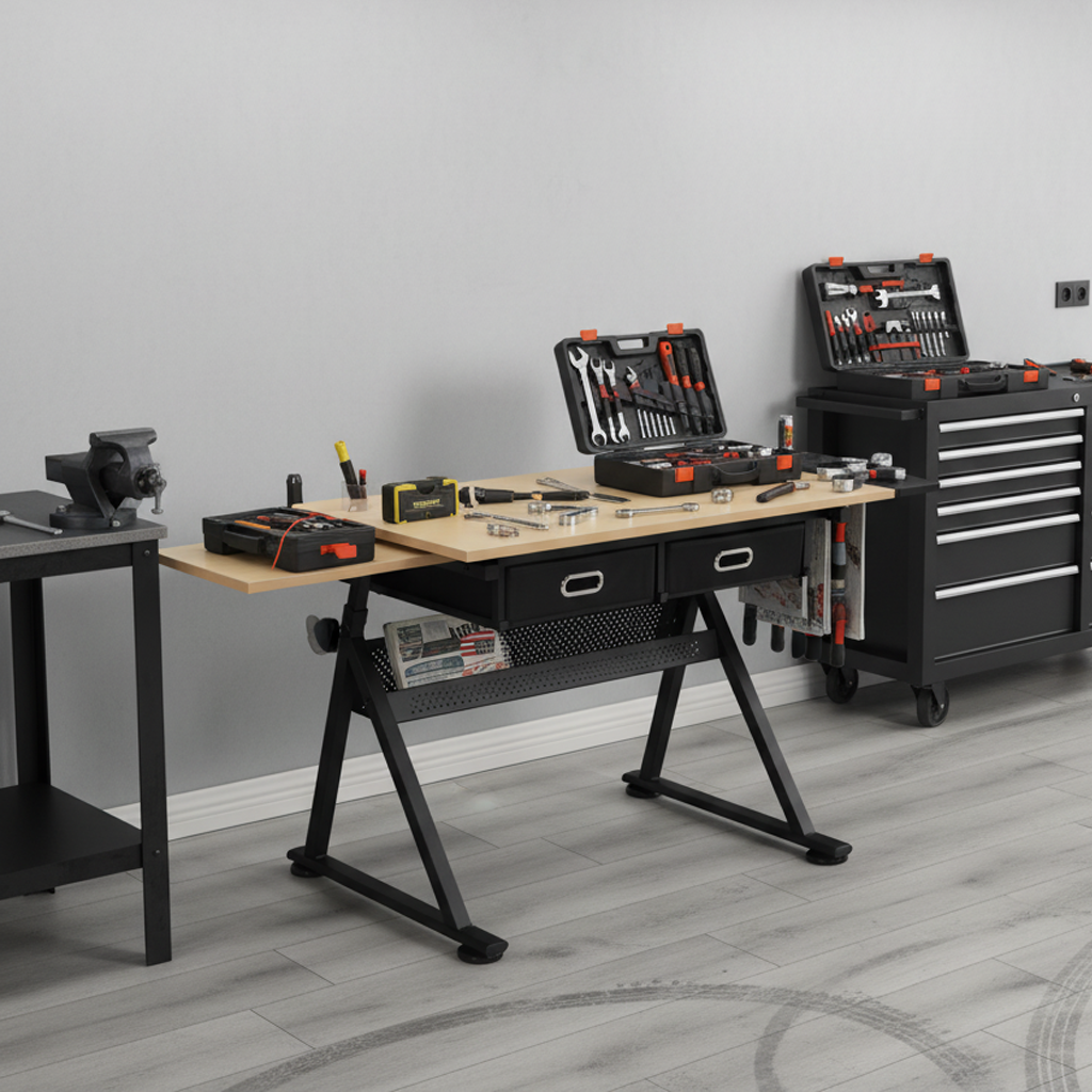 HOMYCASA DESIGN INC - Wholesale Desk Set - Garage Workstation Adjustable Drafting Table with 2 Drawers13