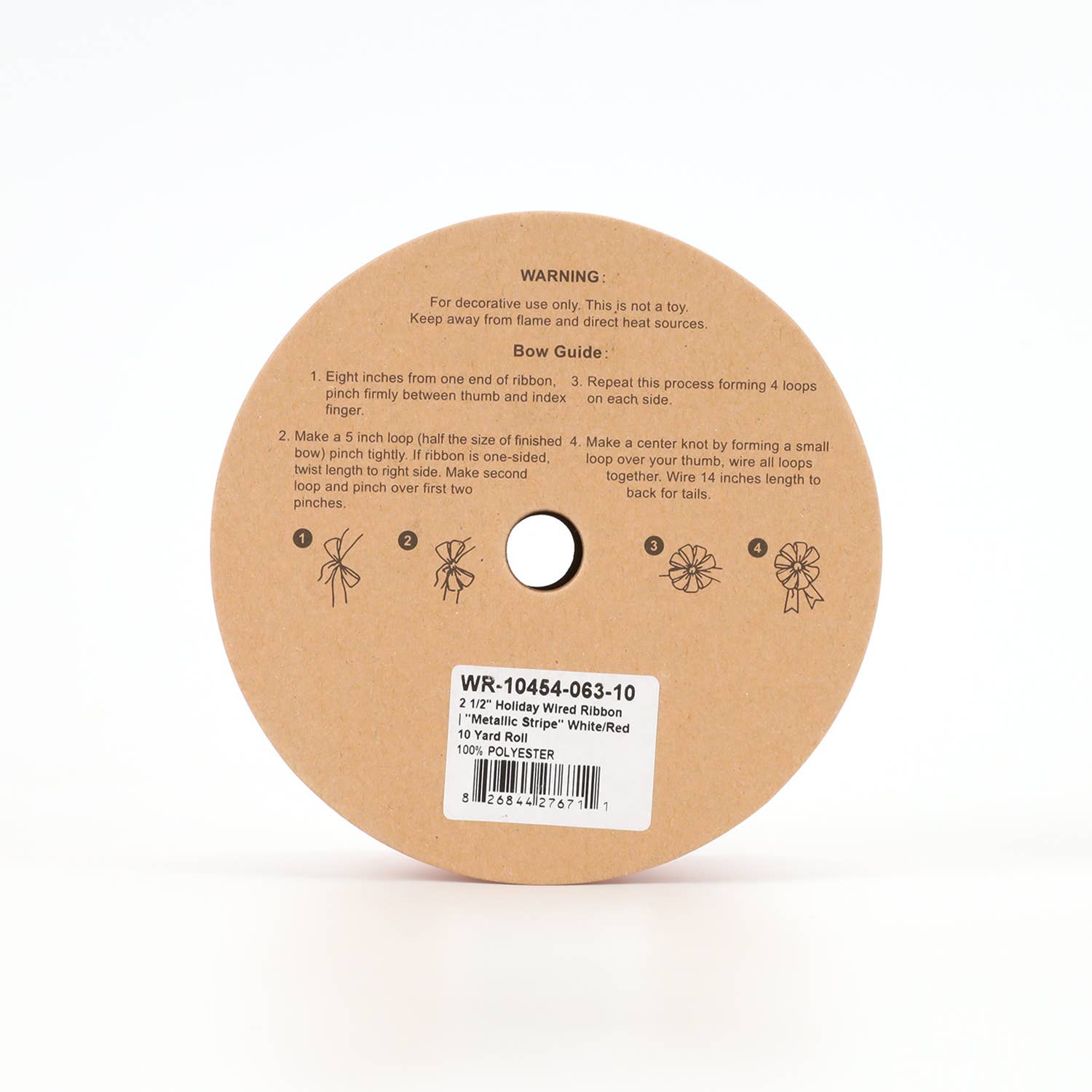 LA Ribbons Wholesale - Wholesale Ribbon - Gift Wrapping - 2 1/2" Holiday Wired Ribbon | "Metallic Stripe" White/Red | 10 Yard Roll6