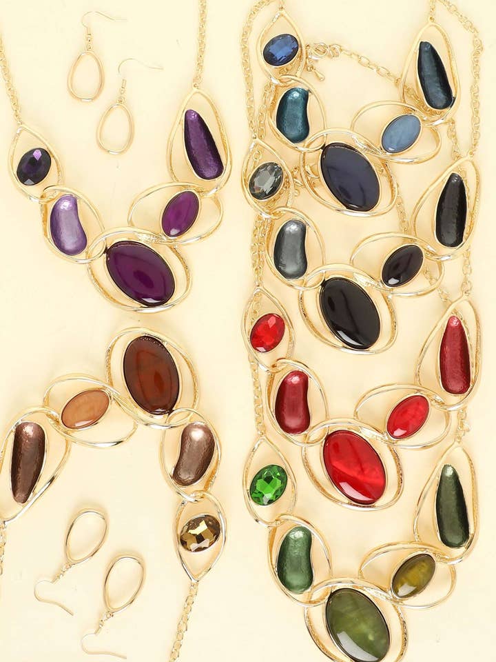 ENSEMBLE DE COLLIER EN PIERRE ÉPOXY AMORPHE N16208 pour la vente par anbfashion