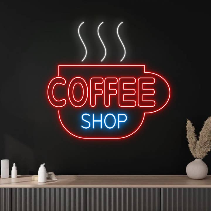 Coffeeshop, Neonreclame, Koffiewinkel, uithangbord, decoratie voor wholesale door Glow Neon