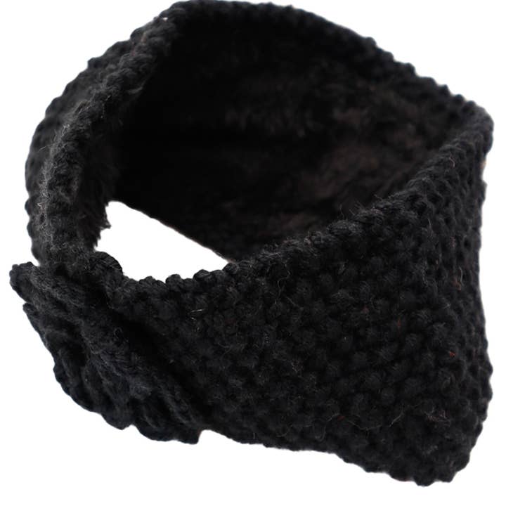 Cap Zone - Wholesale Fashion Headband - Women's - Yarn Flower Fleece Lined Seed Knitted Head Band3