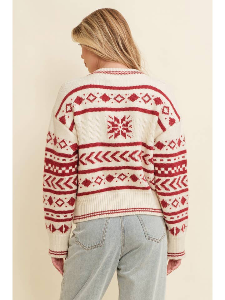 CREAM CSW13359K - HOLIDAY BUTTON UP SWEATER for wholesale on Faire