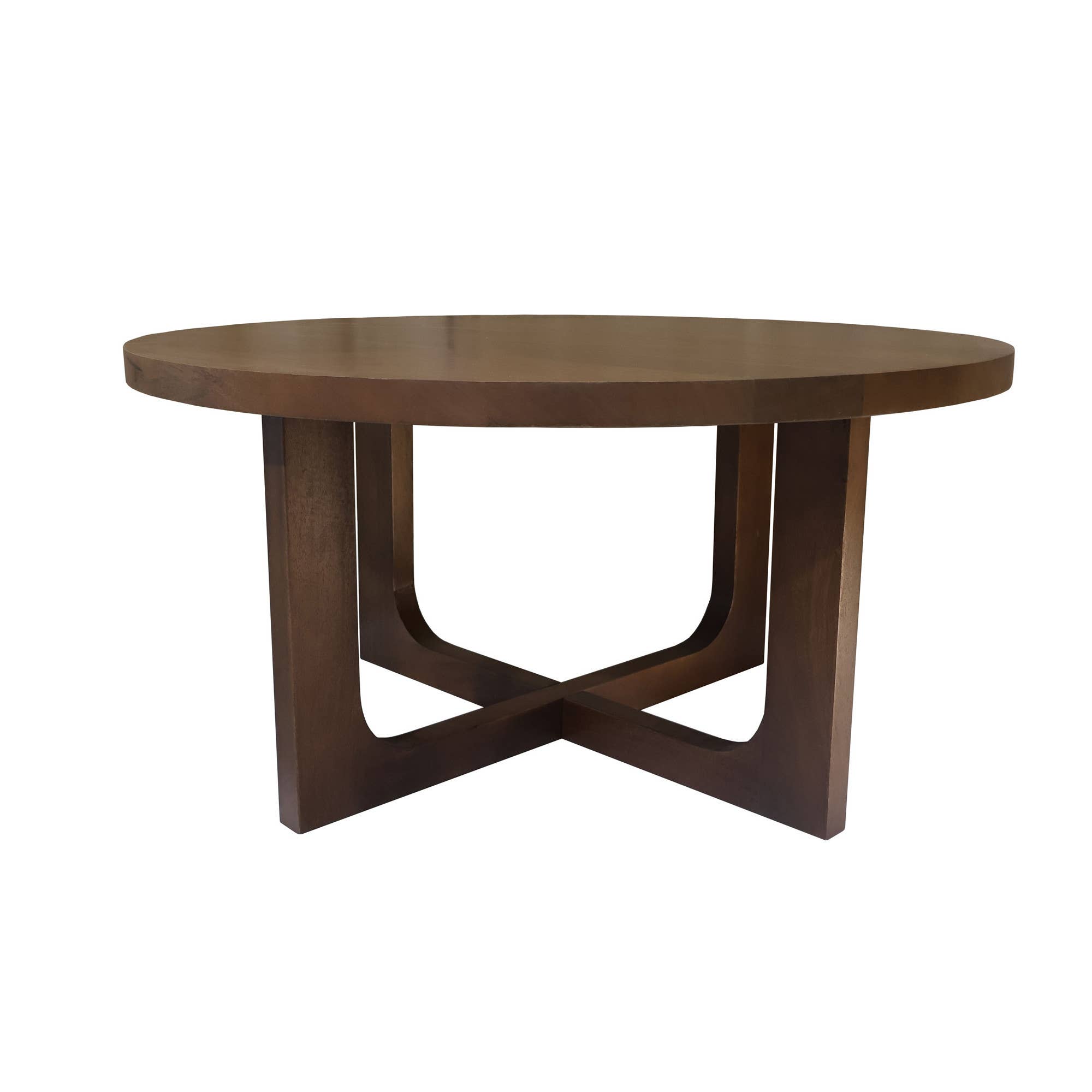 HomeRoots - Wholesale Coffee Table - 36" Brown Solid Wood Round Cross Legs Coffee Table0