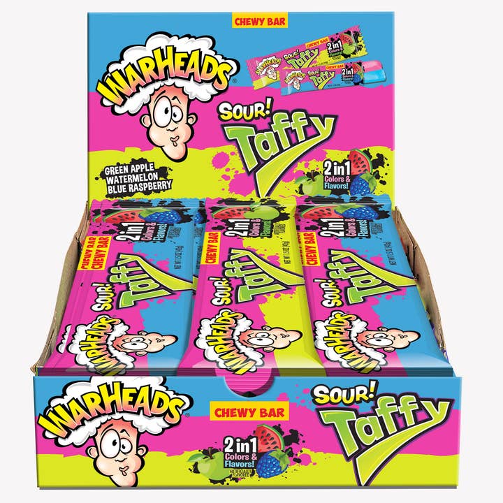 Grandpa Joe's Candy Shop - Wholesale Taffy - Warheads Sour! Taffy 2-1, 1.5oz, 24ct Case