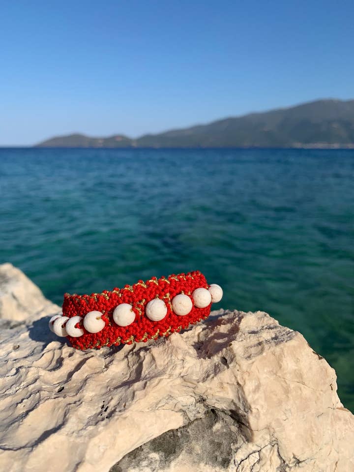 Macrame Woven Bracelet -"White Coral"New for wholesale by SIBYLLADELPHICA