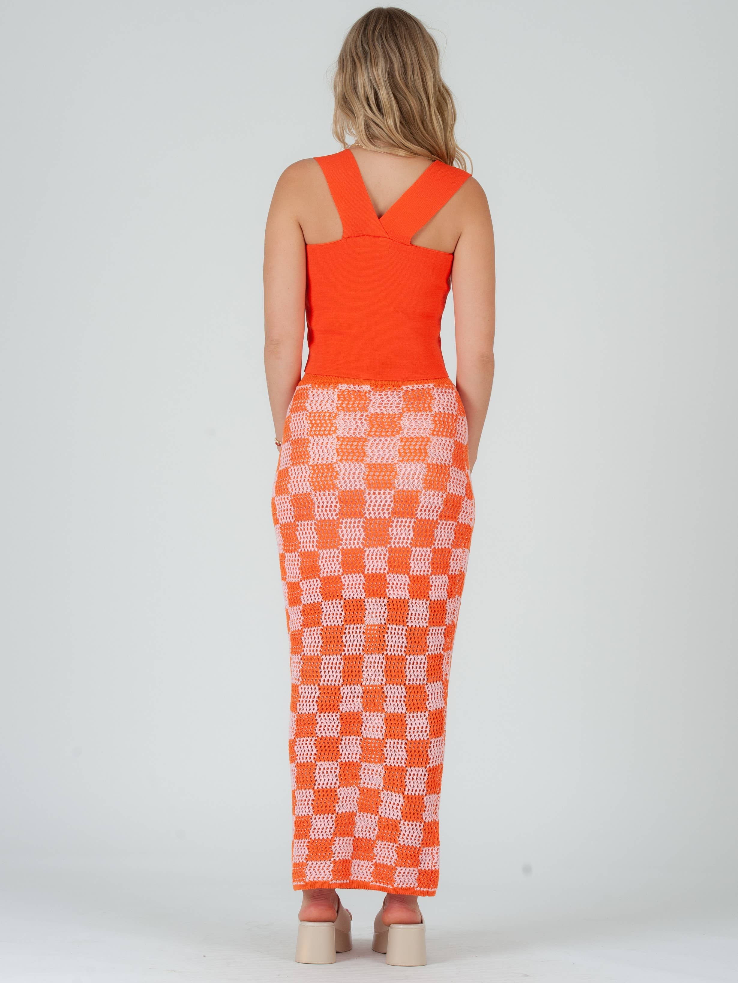 Lucca Couture - Wholesale Tank Top - Women's - Square Neck Knit Tank Top in Orange2