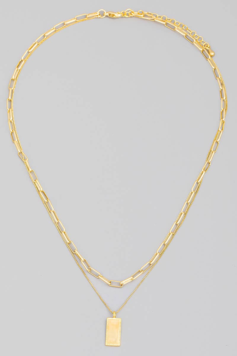 G Rectangle Pendant Layered Necklace for wholesale on Faire2