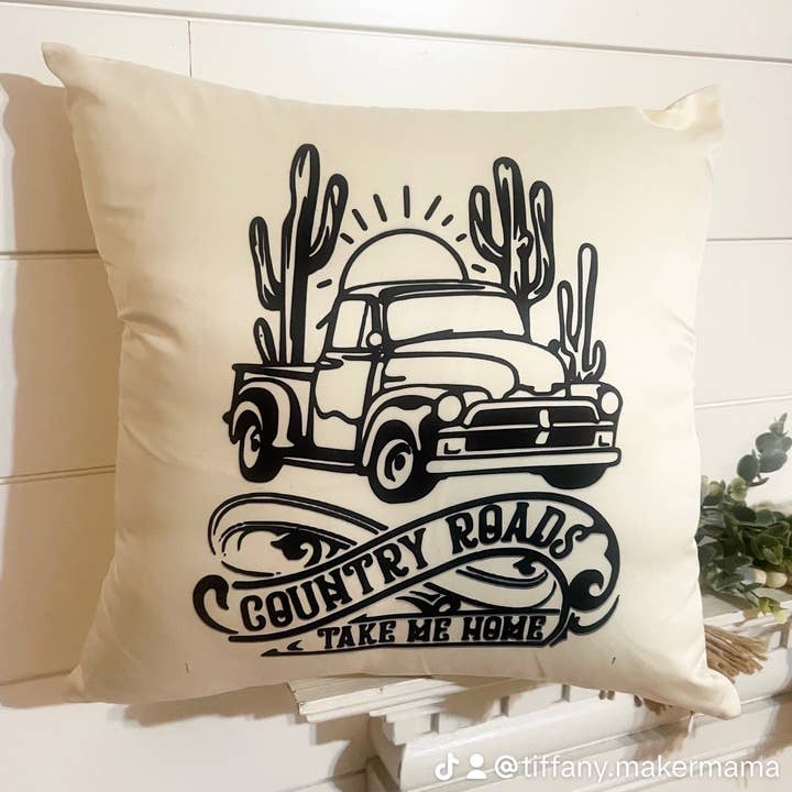 Country Roads Take Me Home Western Boho Pillow Cover (only) for wholesale by Little Country Cottage LLC