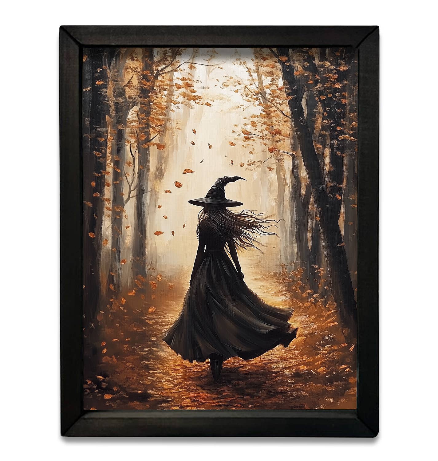 JanMichaels Art & Home - Wholesale Wall Sign - HMK957 Falling Leaves Witch Walk Box Frame