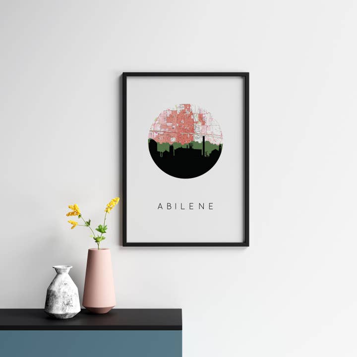 Impresión artística sobre el horizonte de la ciudad de Texas | Varias ciudades para venta al por mayor de Paperfinch Design