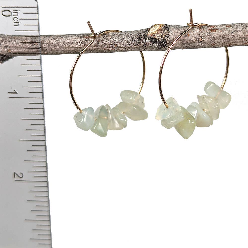 Stylish Jewelry Supply - Wholesale Dangle Earrings - Stainless Steel Hoop Aquamarine Gemstone Chips Earrings2