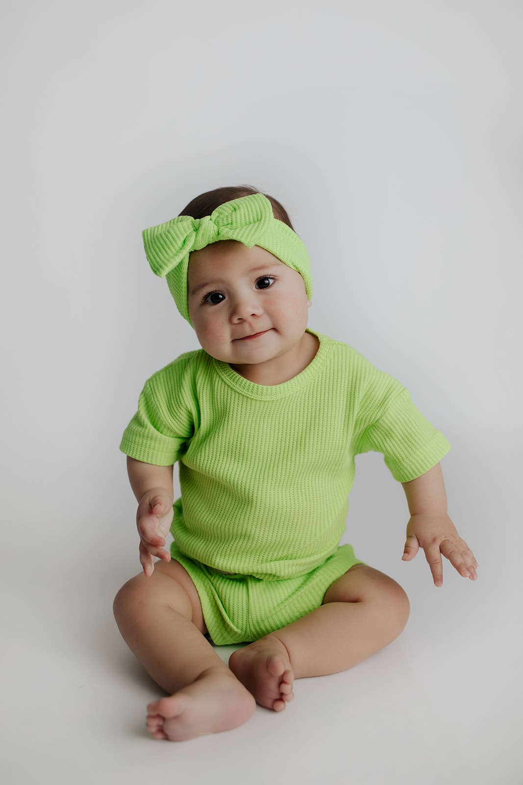 Three Little Tots – wholesale Top & short set – Kids – Lime Green Summer Waffle Toddler Top & Bottom Set27