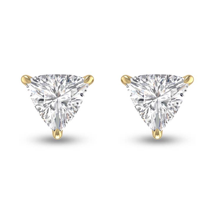 Lab Grown Trillion Diamond Earrings in 14K Yellow Gold for wholesale by Szul USA LLC
