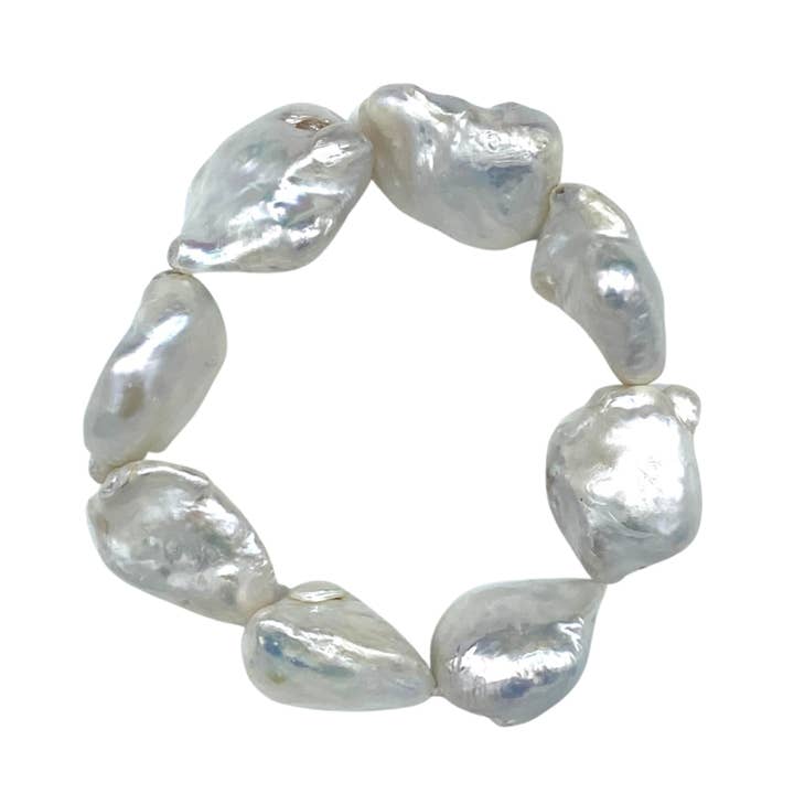 205-01-STRETCH | WHITE STONE PEARL STRETCH BRACELET for wholesale by Girl With A Pearl