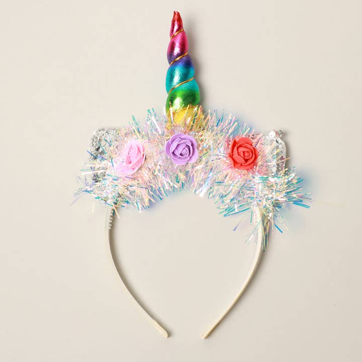 ASSORTED COLORS Metallic Shred Unicorn Headband for wholesale on Faire