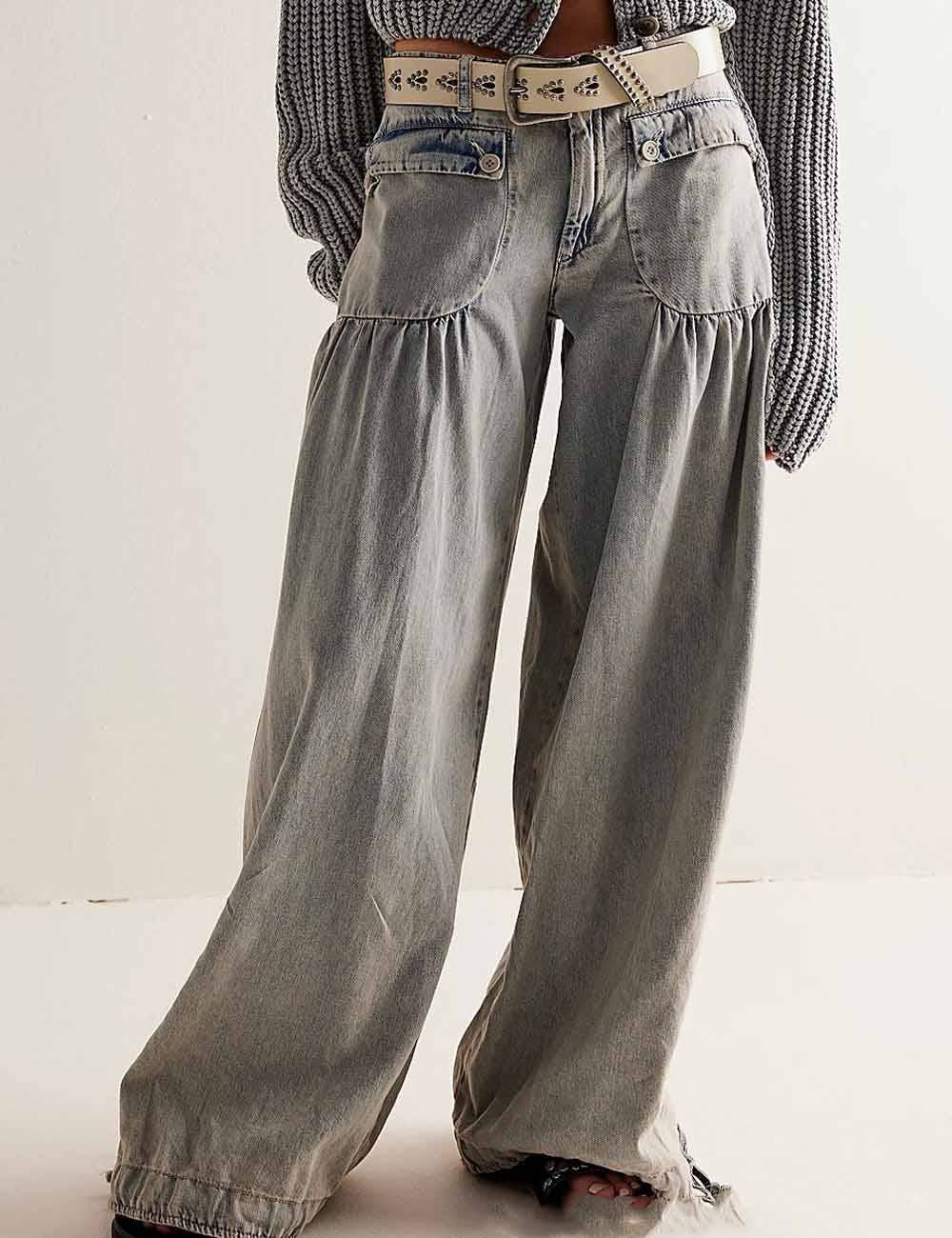 Dipped Shop - Wholesale Jeans - Women's - Simple Ruched Drawstring Cuffed Denim Pants DP25E4814