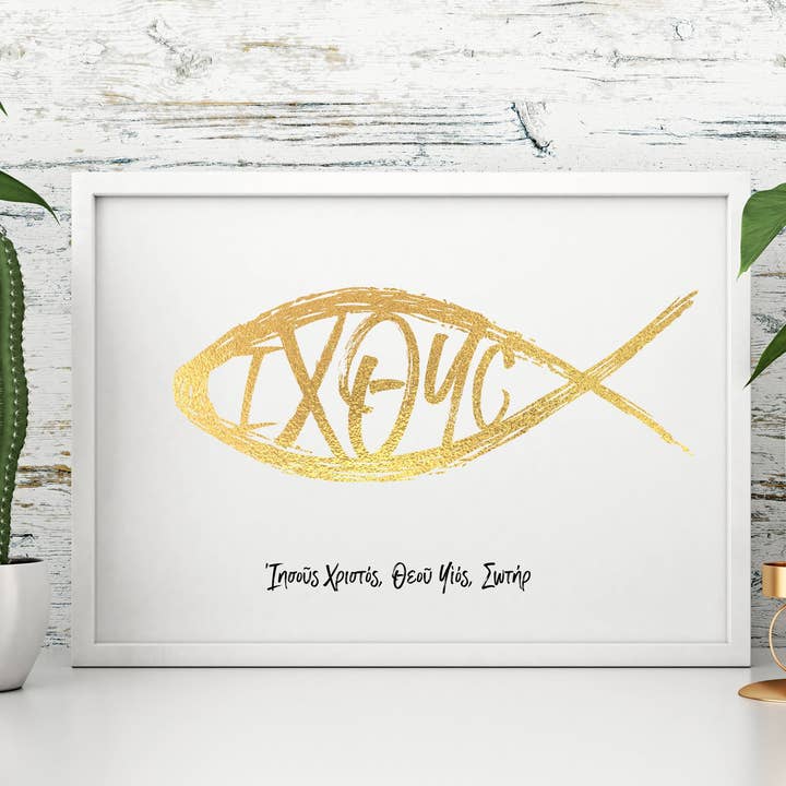 ICHTHYS (ΙΧΘΥΣ) Hand Foiled Print for wholesale by The Artisan Gift Co.