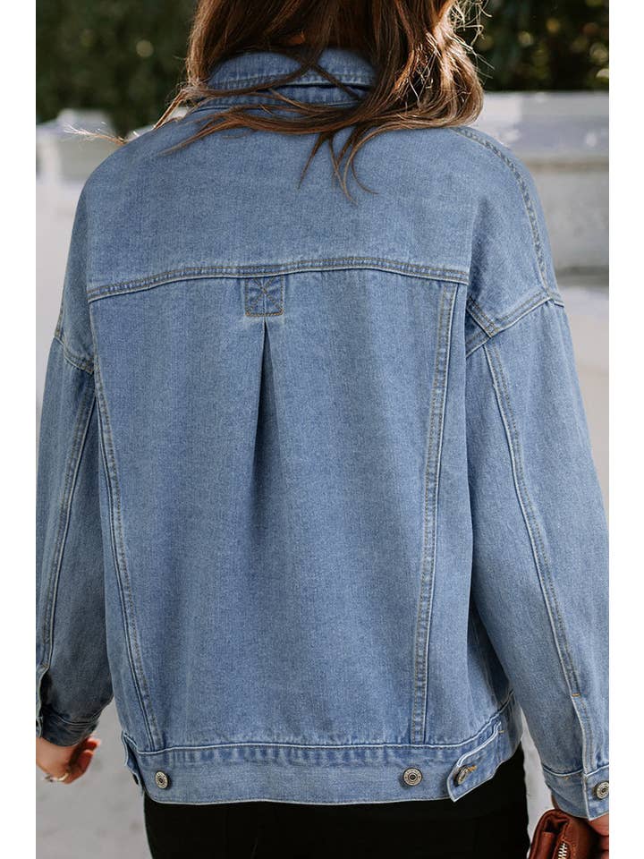 66DISCO - Wholesale Denim Jacket - Women's - Stripe Washed Oversize Pocketed Denim Jacket (S-XL)7