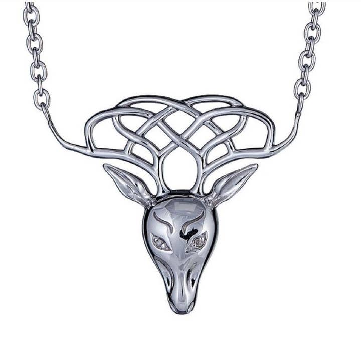 Celtic Stag Necklace with Diamonds for wholesale by The Irish Jewelry Company