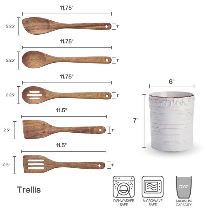WHITE Pfaltzgraff Trellis Utensil Crock W Tools Brown Bx Pkg for wholesale on Faire3