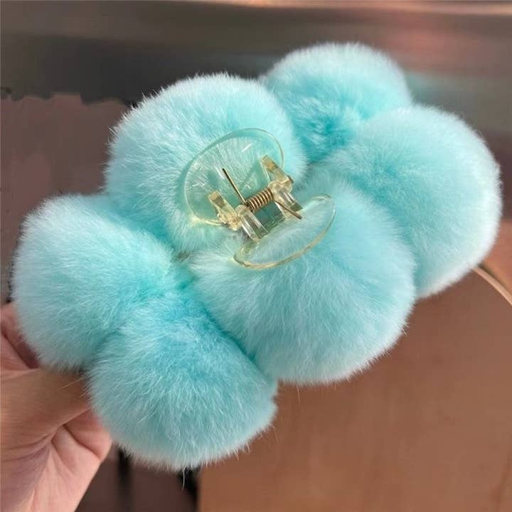 FurDecoration - Wholesale Hair Clip - Women's - Fluffy Rex Rabbit Fur Large Hair Claw Clips