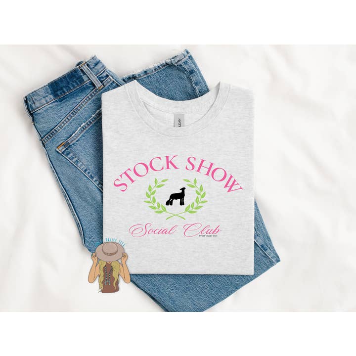 Sweet Valley Tees - Wholesale Screen Printed T-Shirt - Women's - Stock Show Social Club Tee - Show Lamb - Heather Ash