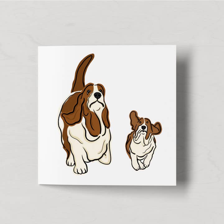 Basset Hounds - Padre e Figlio per la vendita all'ingrosso da parte di FloofAndFlump Designs