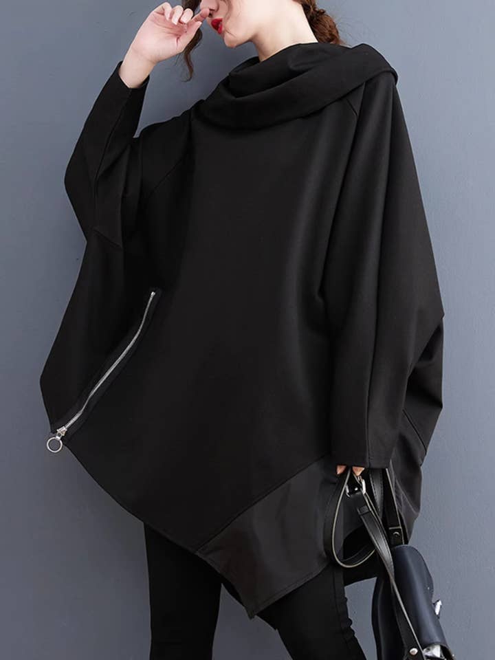 Women's Mid-Length Cape Modern Hooded Top for wholesale by StyleGalX