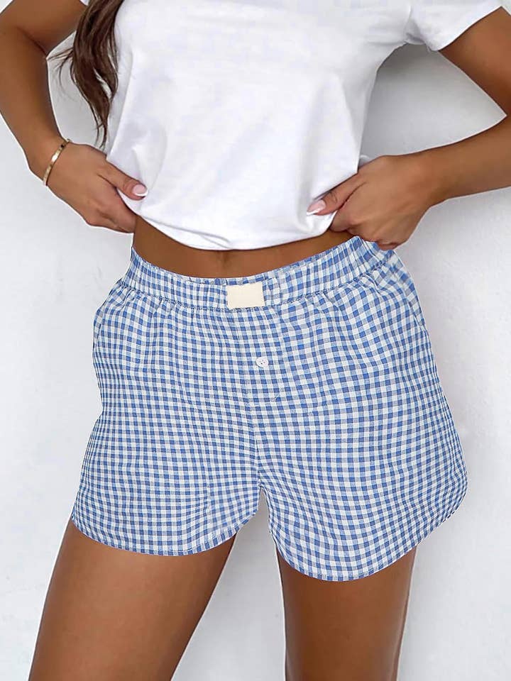 Lysandra Gingham Pull-On Boxer Shorts for wholesale by Rosa Clothing