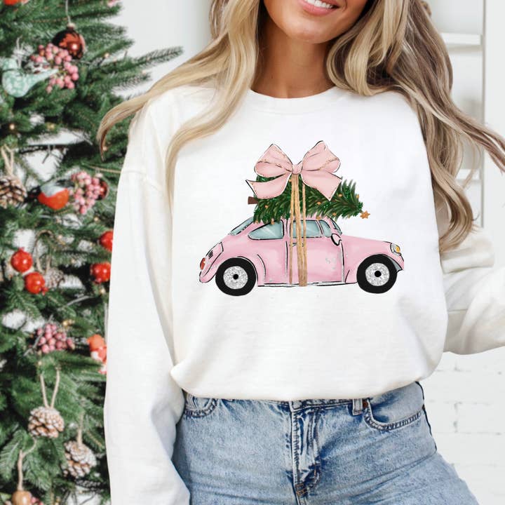 Sudadera de Navidad Rosa Coche de Navidad 2025 Gildan para venta al por mayor de Shoppe SHC