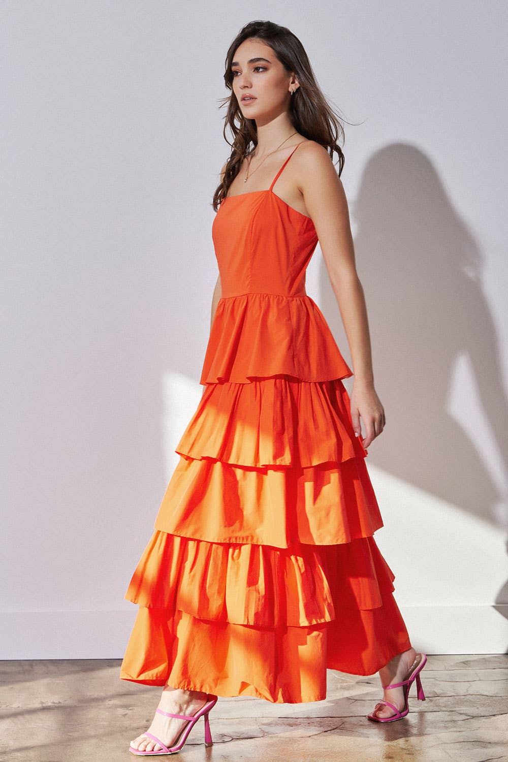 Strut & Bolt - Vendita all'ingrosso Vestito - Donna - Maxi abito in popeline a strati con pieghe miste4