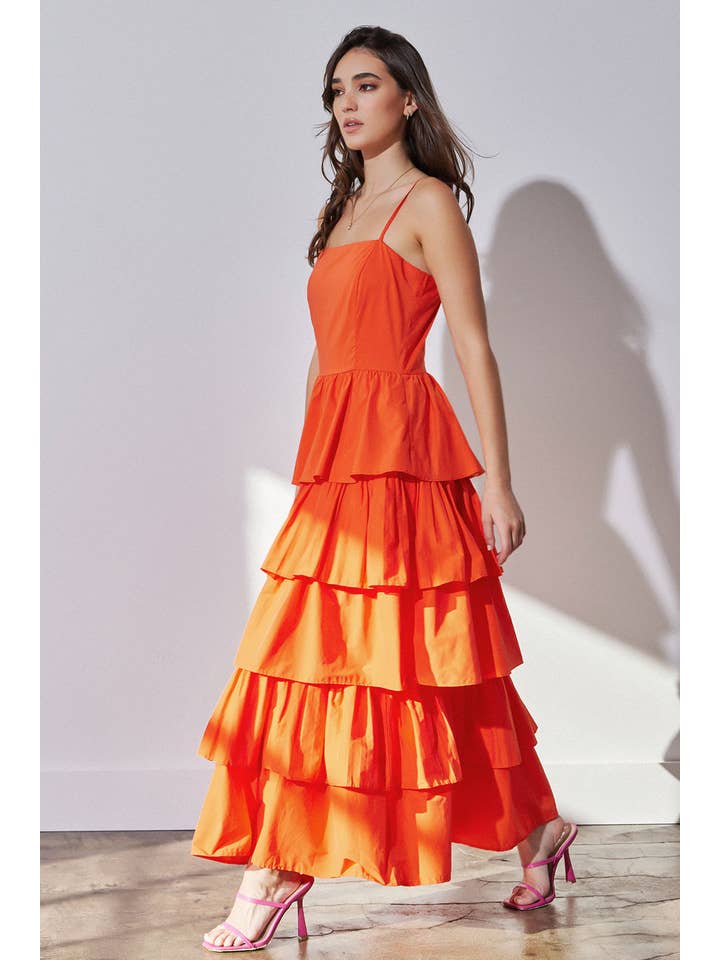 Strut & Bolt - Vendita all'ingrosso Vestito - Donna - Maxi abito in popeline a strati con pieghe miste4