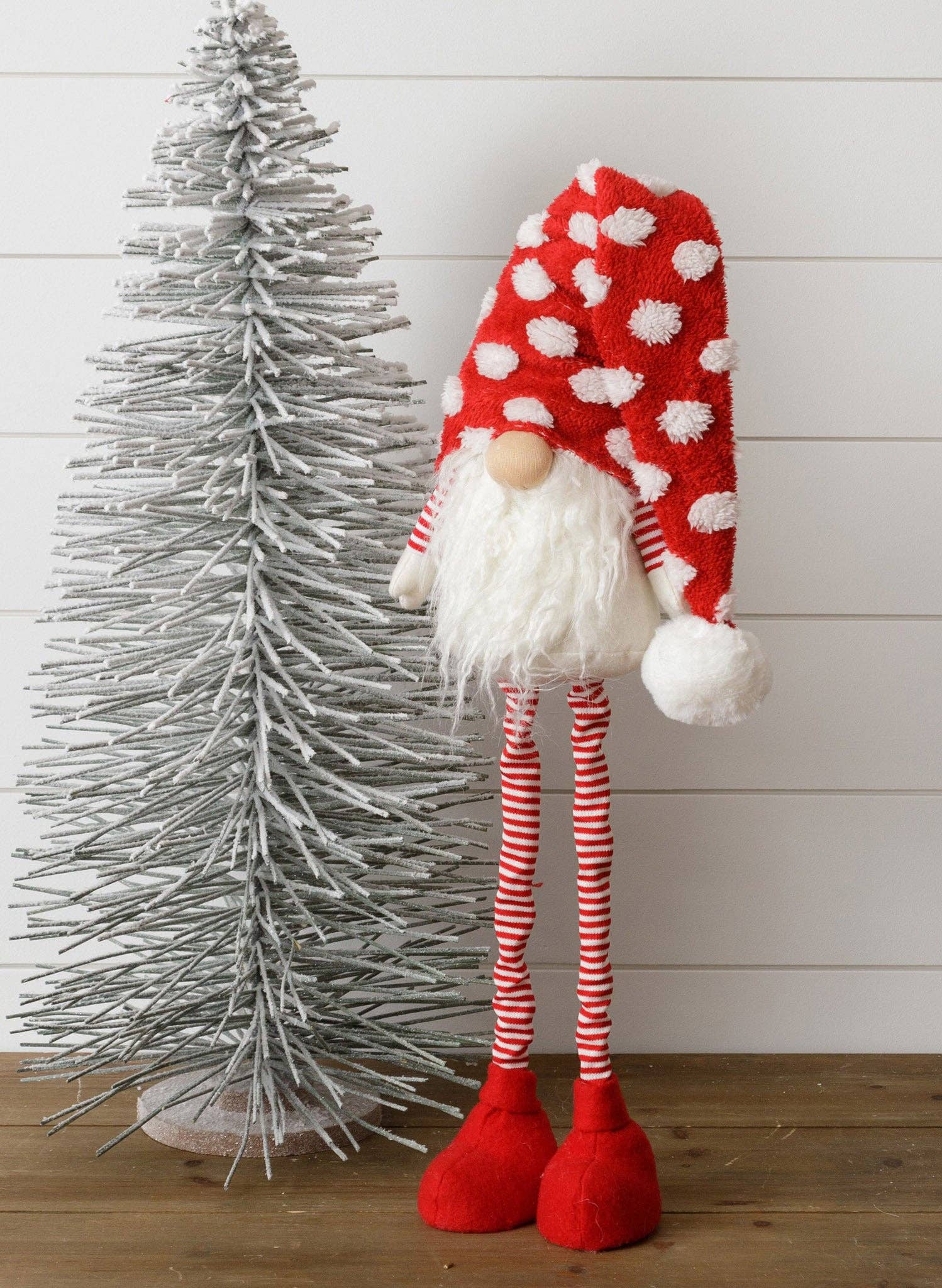 Audrey's Home & Gift - Wholesale Christmas Decoration - Standing Gnome - Red Stripe Shirt, Stripe Legs, Red Dot Hat